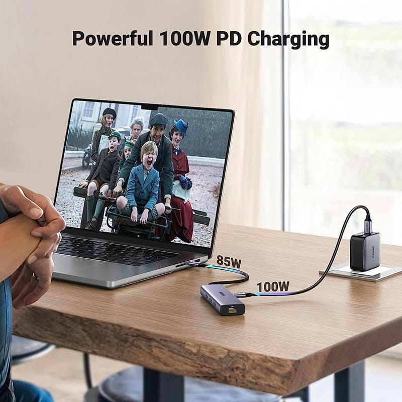 UGREEN CM512 UG-15598 6-in-1 USB-C Hub HDMI RJ45 100W PD Gray