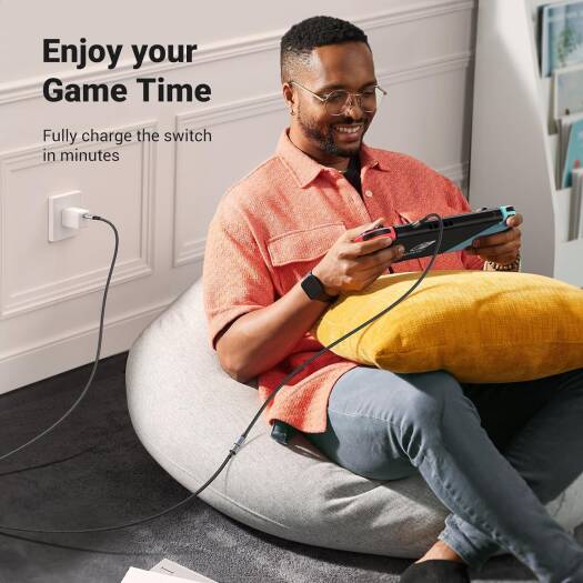 UGREEN US372 USB-C Male to Female Braided Extension Cable 1.5 ft Black
