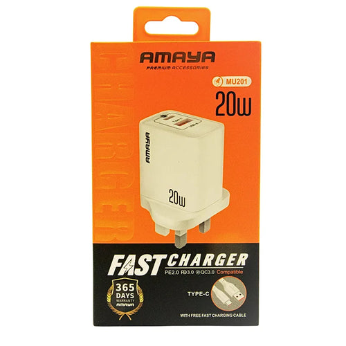 ACW-MU201 UK A+C 20W Charger with Type-C Cable