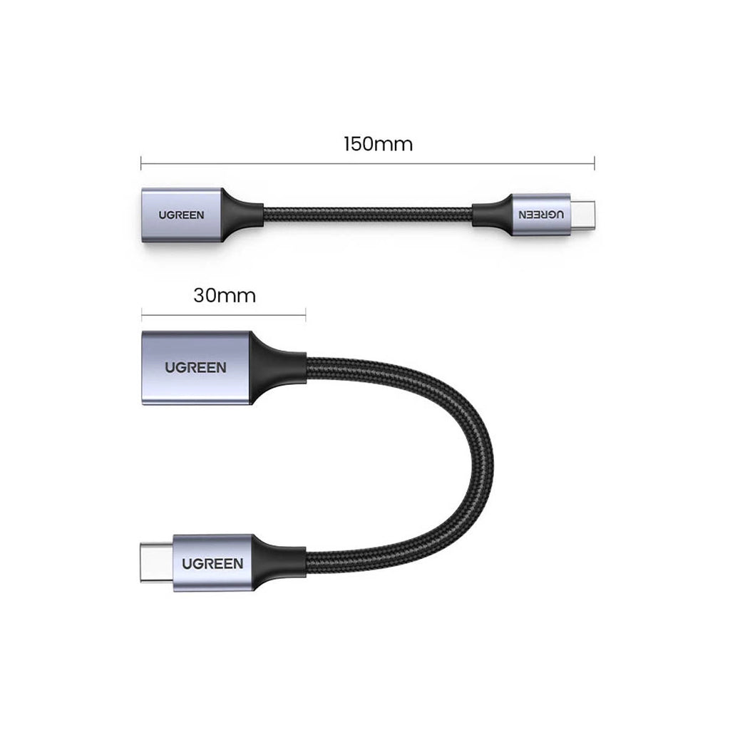UGREEN US378 70889 USB-C to USB-A OTG Adapter Cable 0.5 ft Black