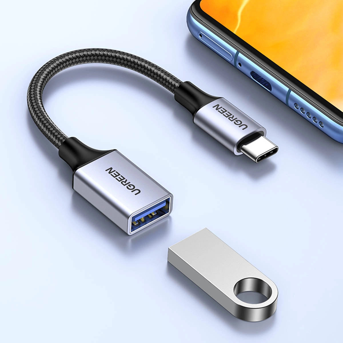 UGREEN US378 70889 USB-C to USB-A OTG Adapter Cable 0.5 ft Black