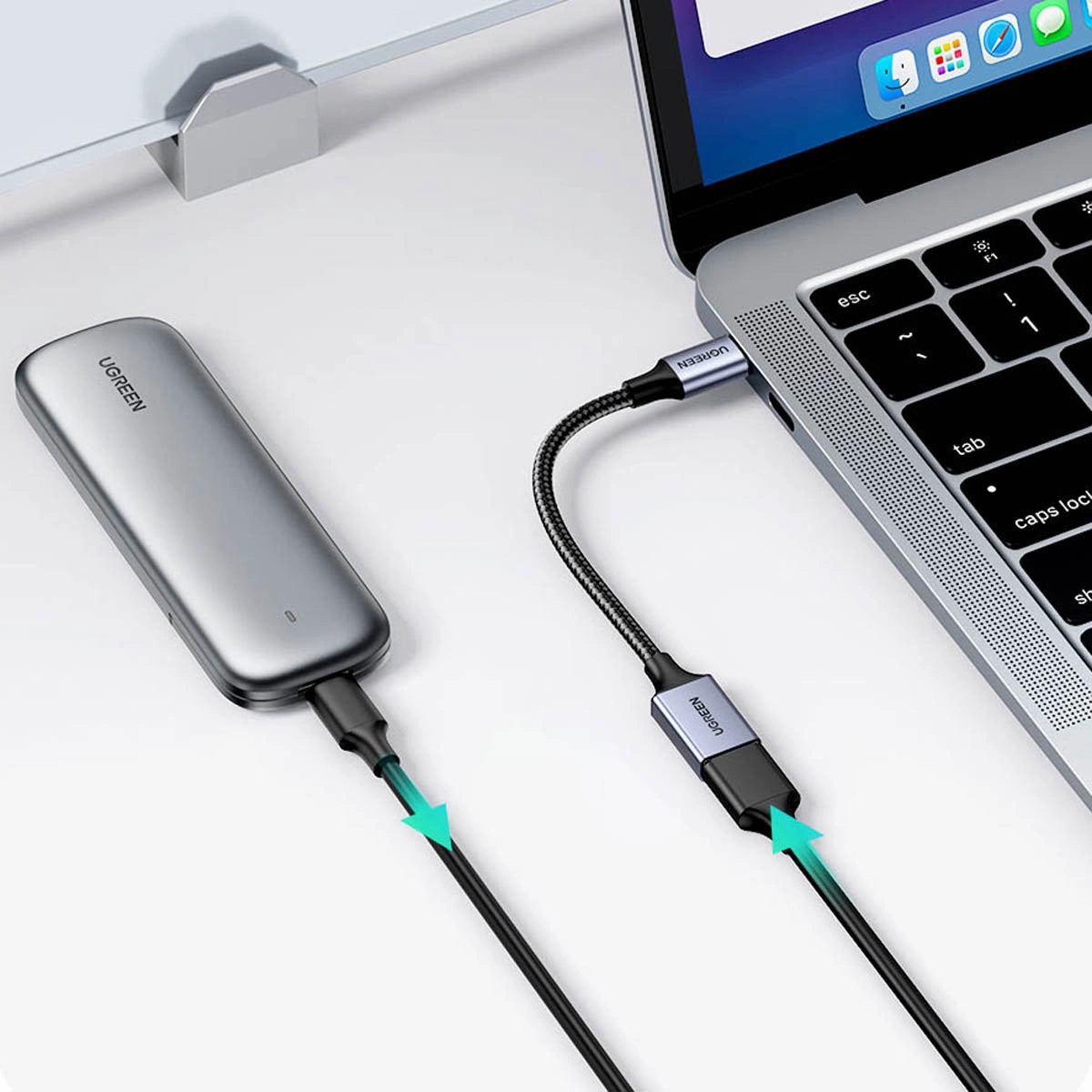 UGREEN US378 70889 USB-C to USB-A OTG Adapter Cable 0.5 ft Black