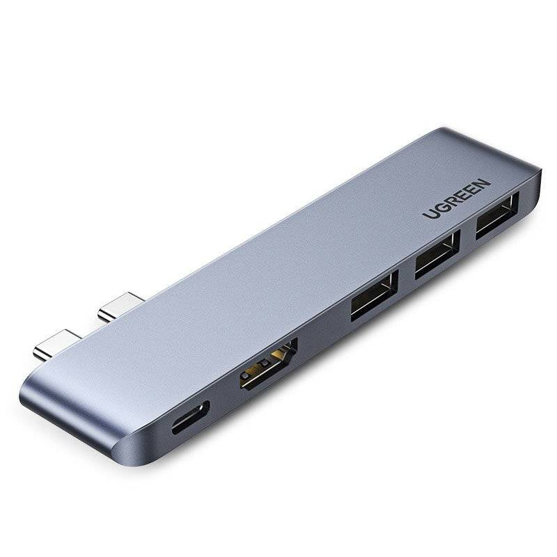 UGREEN CM251 5-in-1 Dual USB-C Hub with 4K HDMI, 3x USB 3.0, and 100W PD for MacBook Pro 60559