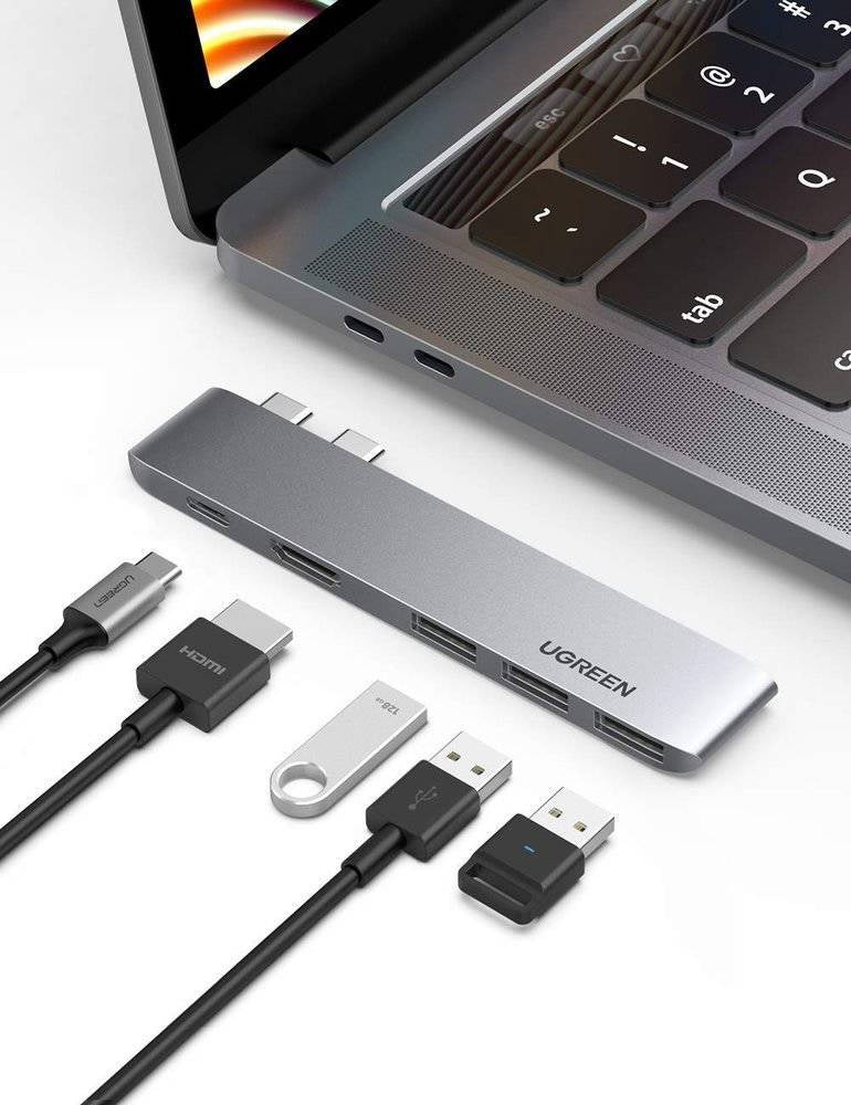 UGREEN CM251 5-in-1 Dual USB-C Hub with 4K HDMI, 3x USB 3.0, and 100W PD for MacBook Pro 60559