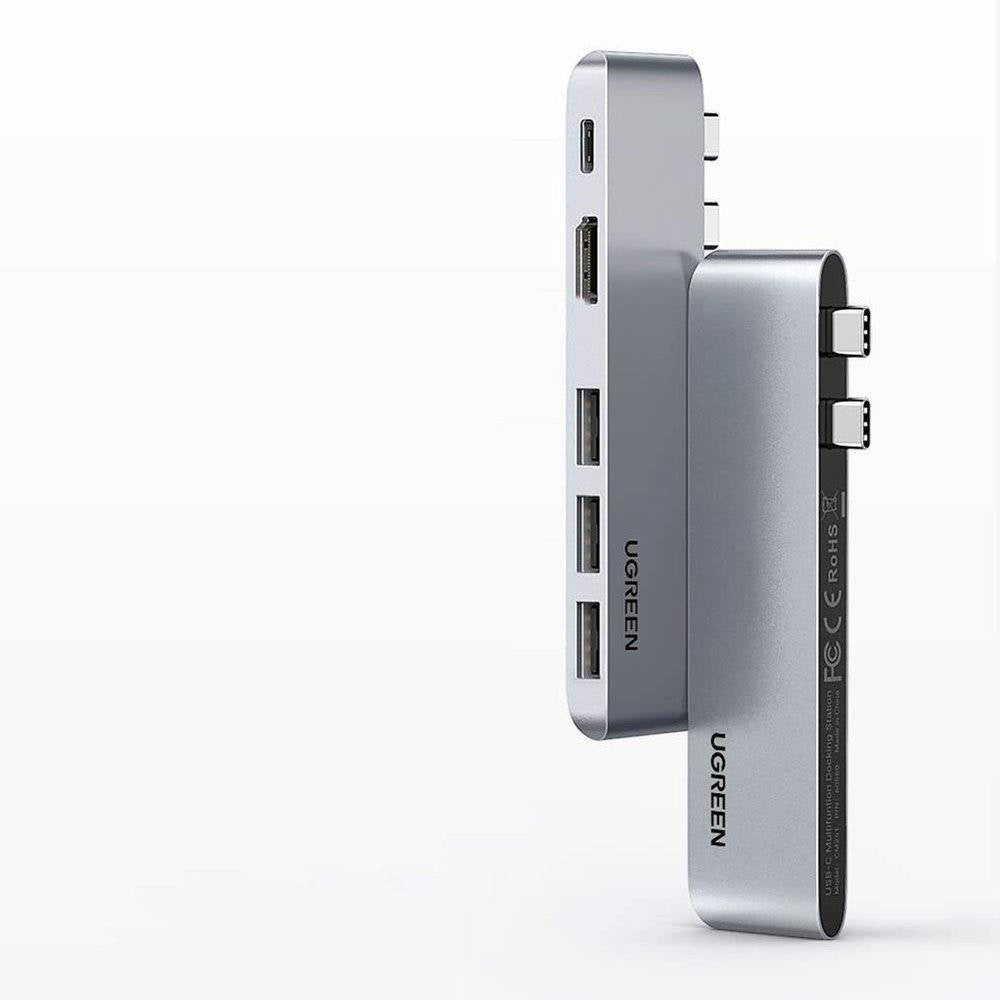 UGREEN CM251 5-in-1 Dual USB-C Hub with 4K HDMI, 3x USB 3.0, and 100W PD for MacBook Pro 60559