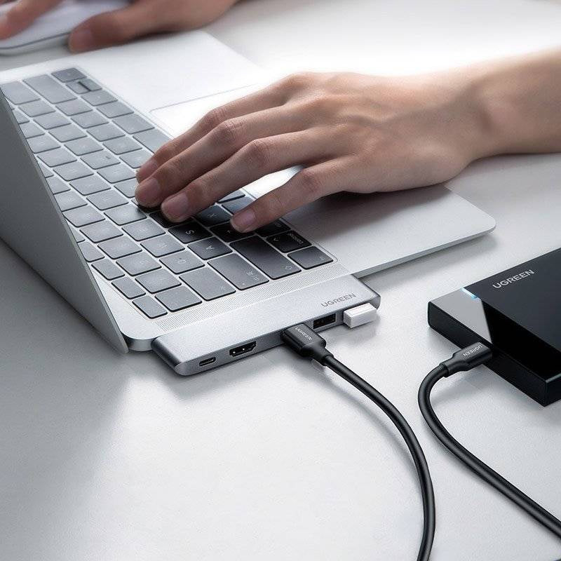 UGREEN CM251 5-in-1 Dual USB-C Hub with 4K HDMI, 3x USB 3.0, and 100W PD for MacBook Pro 60559