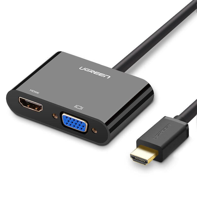 UGREEN CM101 HDMI to VGA + HDMI Converter with 3.5mm Audio Output Black 40744