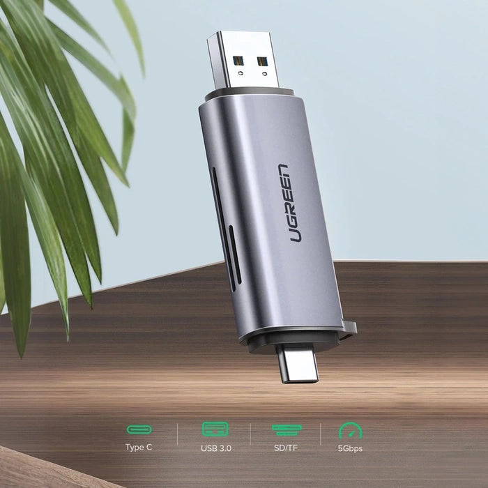 UGREEN CM185 50706 USB 3.0 USB-C SD Micro SD Card Reader Gray