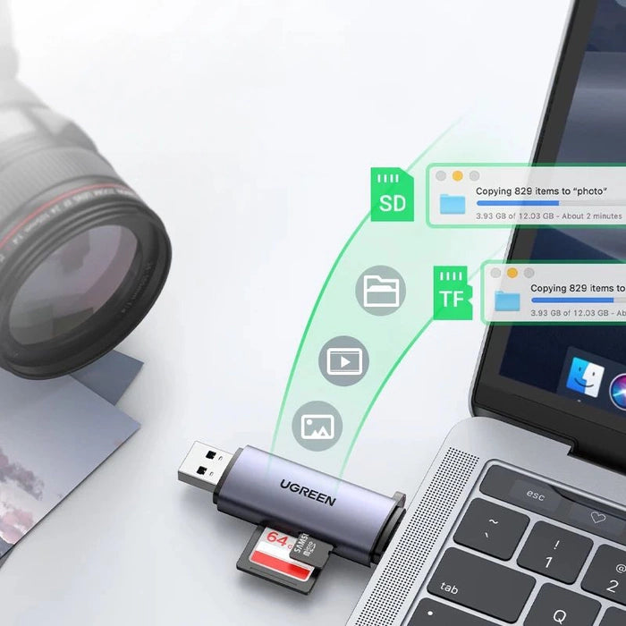 UGREEN CM185 50706 USB 3.0 USB-C SD Micro SD Card Reader Gray