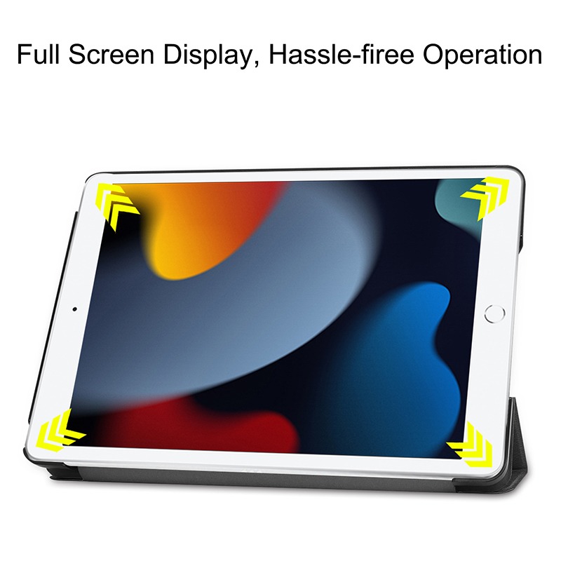 iPad 8th Gen 10.2 2020 Leather Tri-Fold Cover Case with Pencil Holder Slot Silicone Back Shell