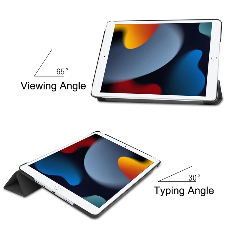 iPad 8th Gen 10.2 2020 Leather Tri-Fold Cover Case with Pencil Holder Slot Silicone Back Shell