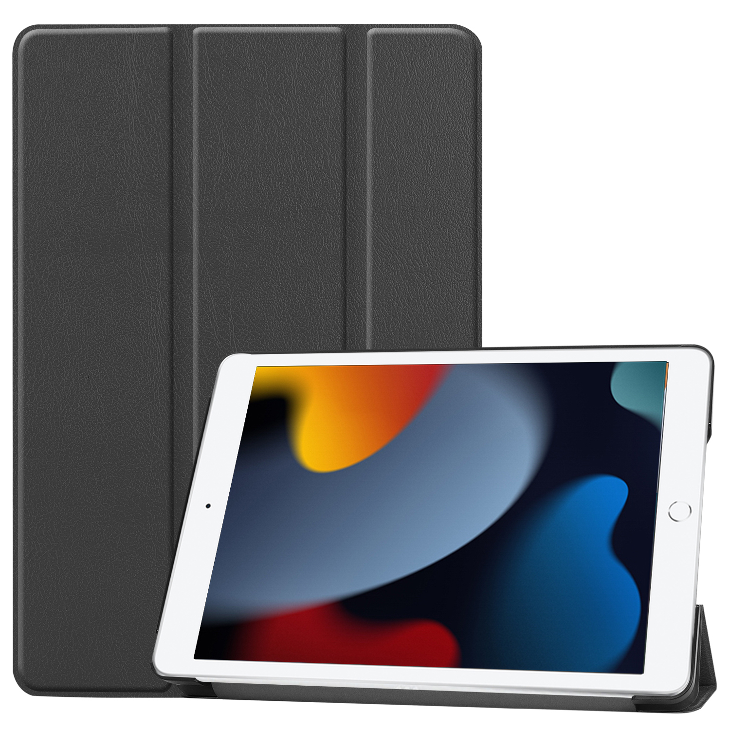 iPad 7th Gen 10.2 2019 Leather Tri-Fold Case with Pencil Holder Silicone Back Shell