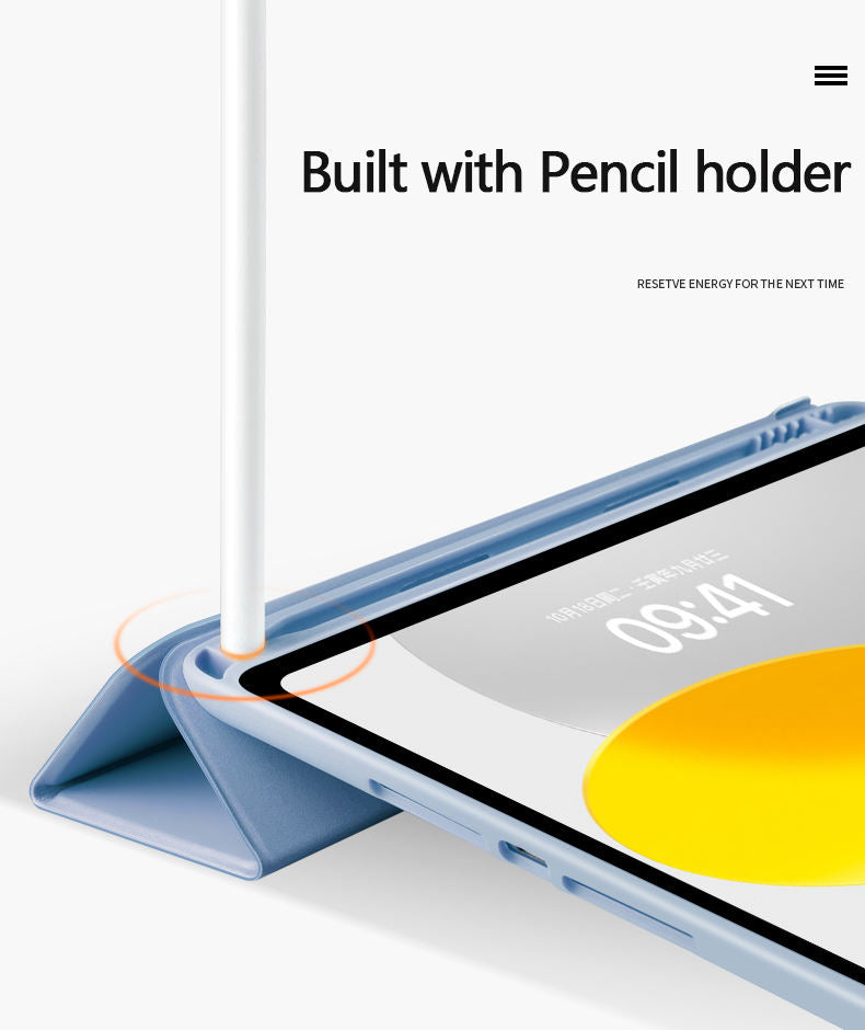 iPad Air 11 Inch M2 2024 Leather Tri-Fold Cover Case with Pencil Holder Slot Silicone Back Shell