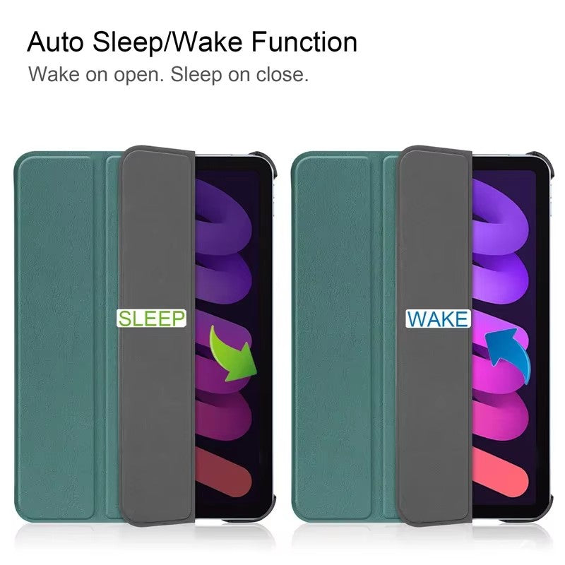 Tri-Fold Leather Stand Hard Smart Cover for iPad Mini 6 2021 8.3 Inch