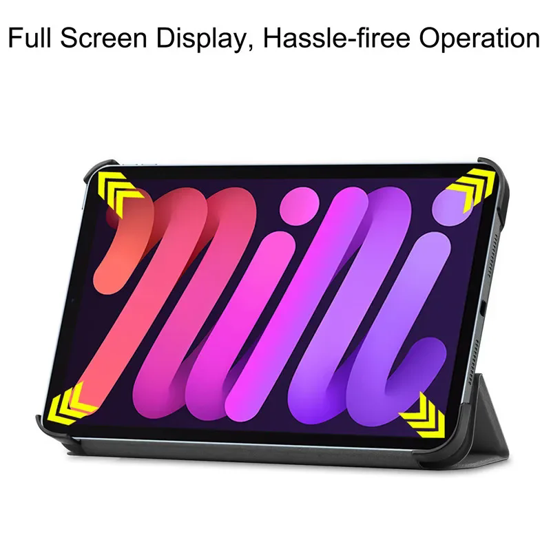 iPad Mini 7 2024 8.3 Inch Tri-Fold Leather Stand Hard Smart Cover with Pencil Holder Slot