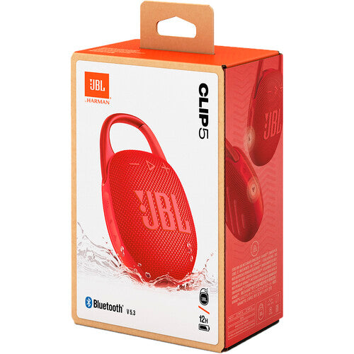 JBL Clip 5 7 Watt Portable Waterproof Bluetooth Speaker Red