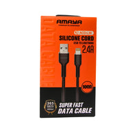 ACD-L30 Silicone Light Data Cable 3.3 ft Black