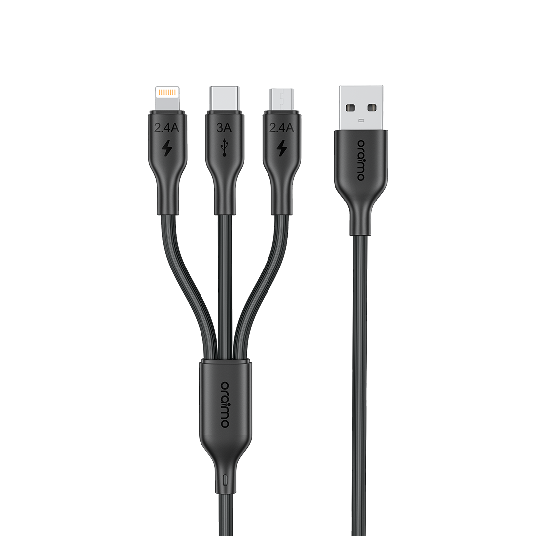 Oraimo Duraline 4 3A 3.9ft 3 in 1 Cable OCD-118MCL