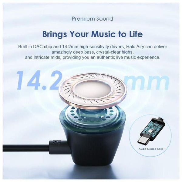 Oraimo Halo Airy Type-C Half In-Ear Wired Headphones OEP-650