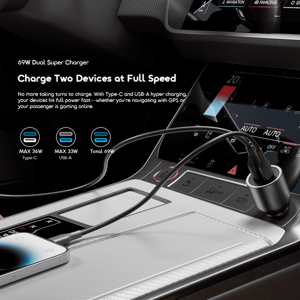 Oraimo PowerDrive 7691 Pro 69W Dual Super Car Charger OCC-7691D