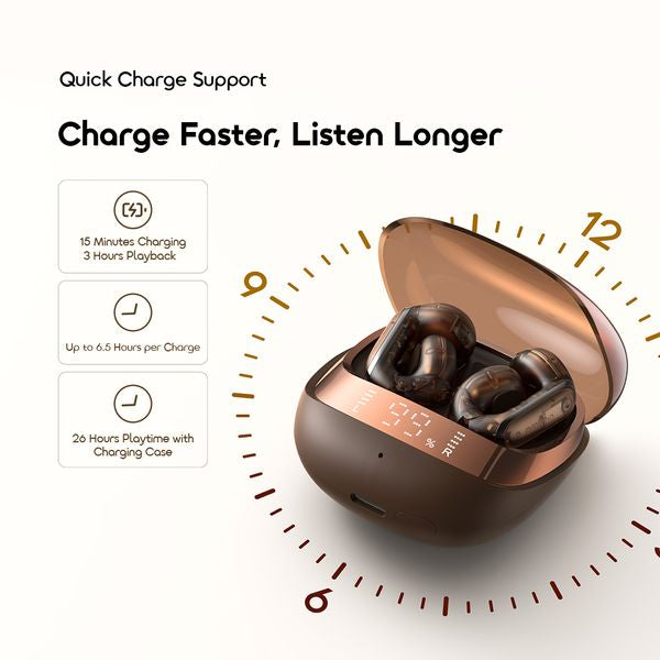 Oraimo OpenSnap N2 Quick Charging Deep Bass Open-Ear True Wireless Earbuds OPN-374N