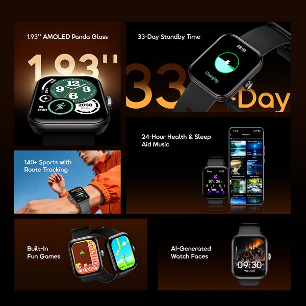 Oraimo Watch Nova 2N 1.93" AMOLED 33-Day Standby Smart Watch OSW-815N