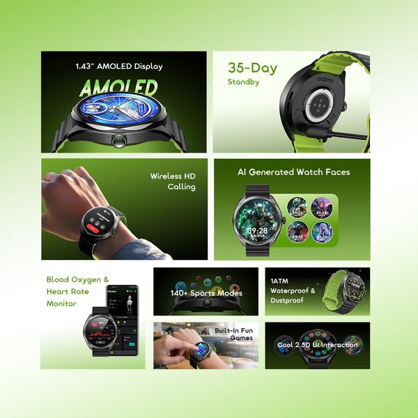 Oraimo Watch Nova 2R 1.43" AMOLED 35-Day Standby Smart Watch OSW-834