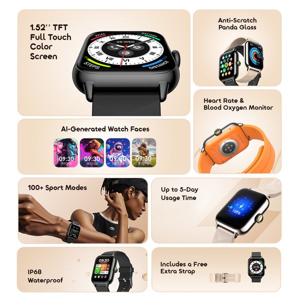 Oraimo Watch 6 Nano 1.52" TFT Full Touch Smart Watch OSW-807N