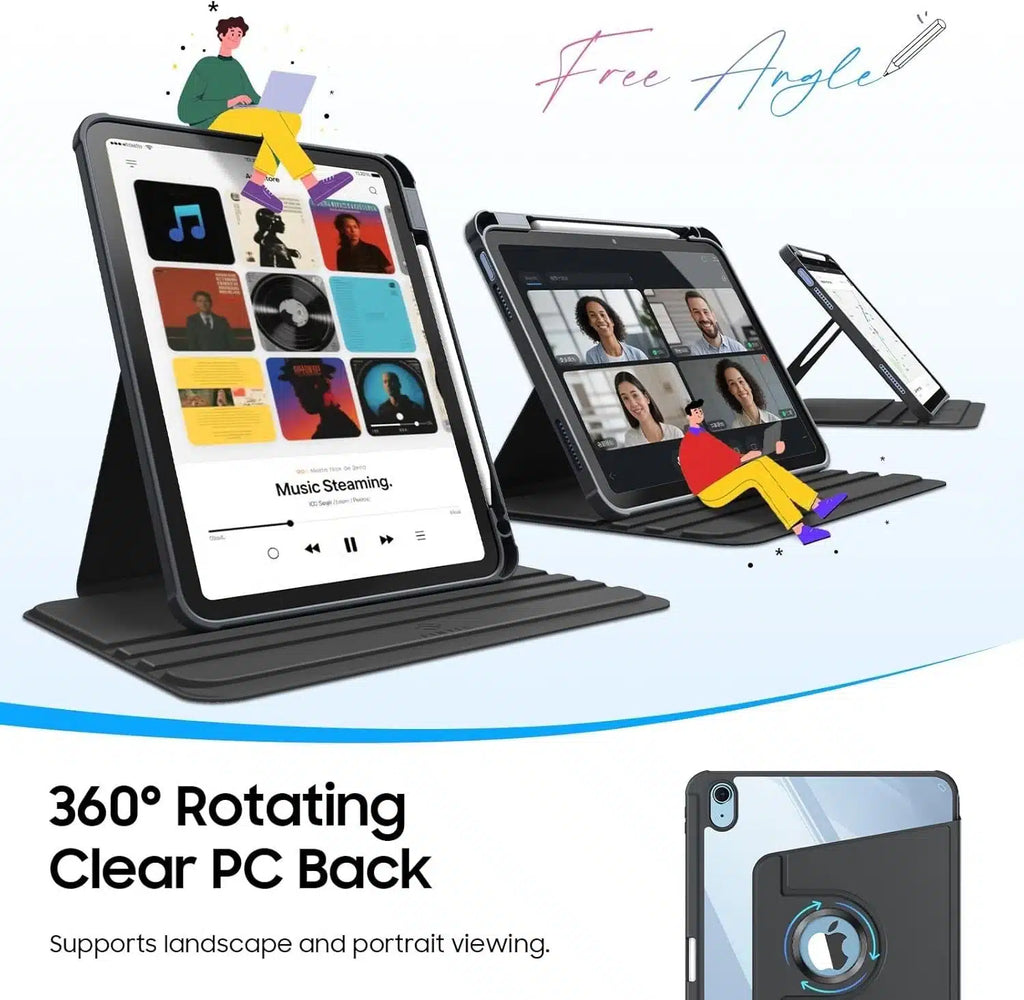 Acrylic 360 Rotation Case for iPad 11th Gen 11" A16 2025 Transparent Clear Pencil Holder Cover