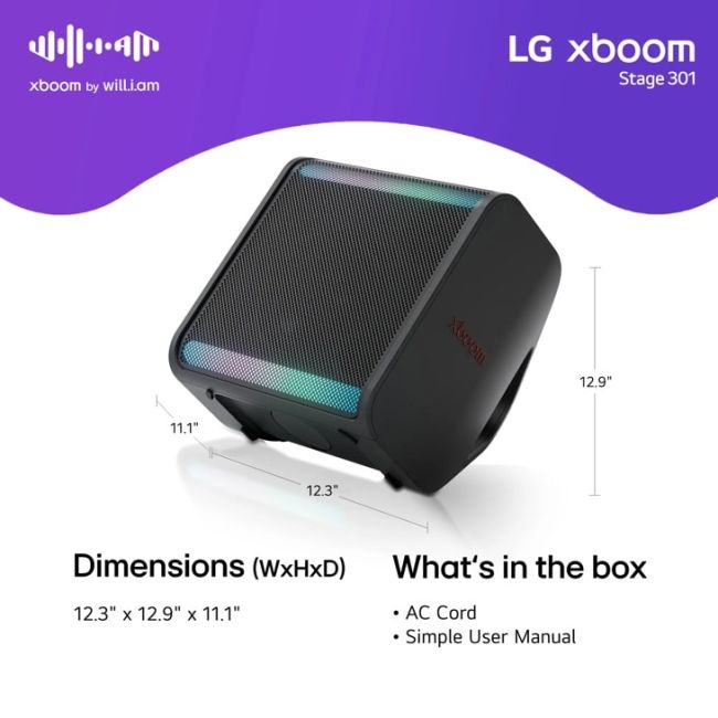 LG XBOOM Stage 301 120W 2.1 Channel Portable Bluetooth Speaker