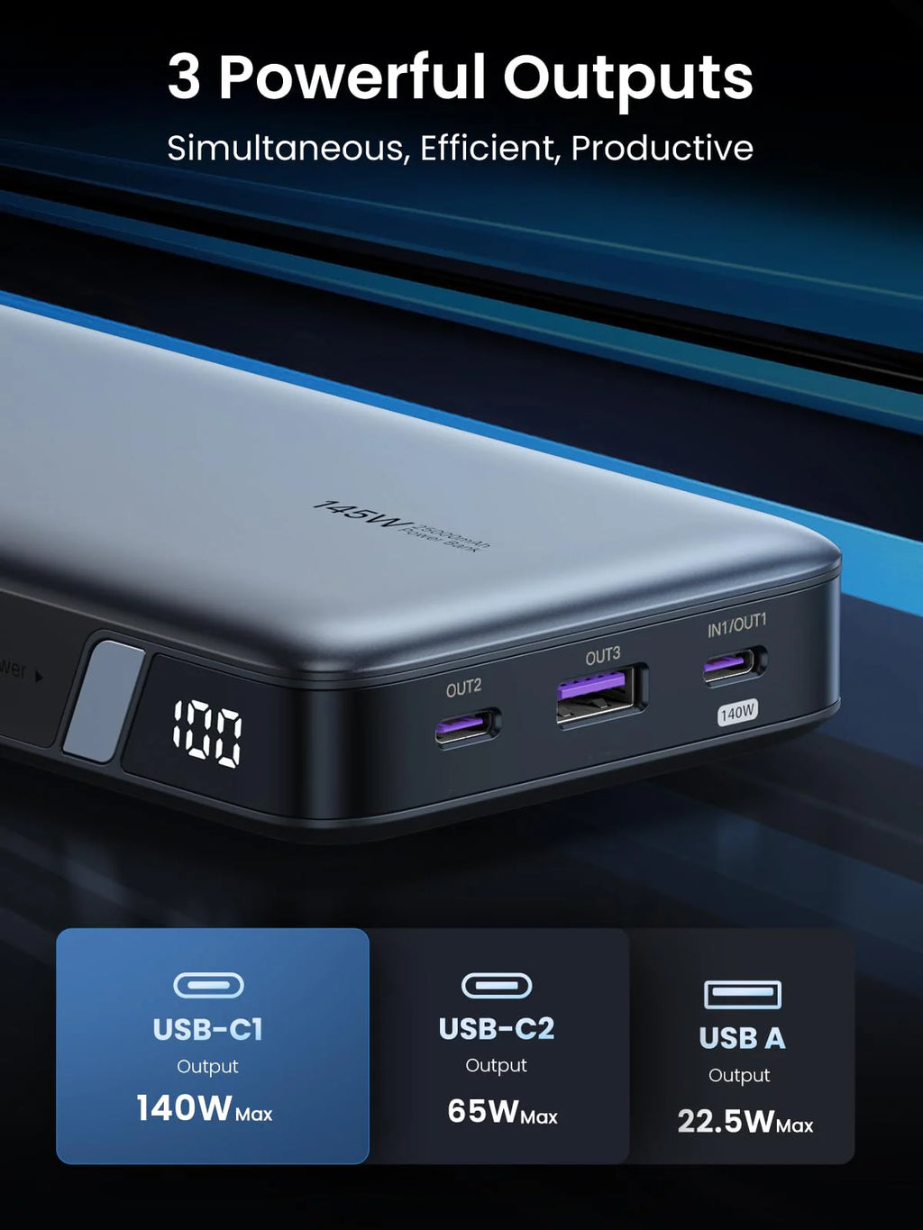 UGREEN PB205 90597 145W 25000mAh Laptop Power Bank