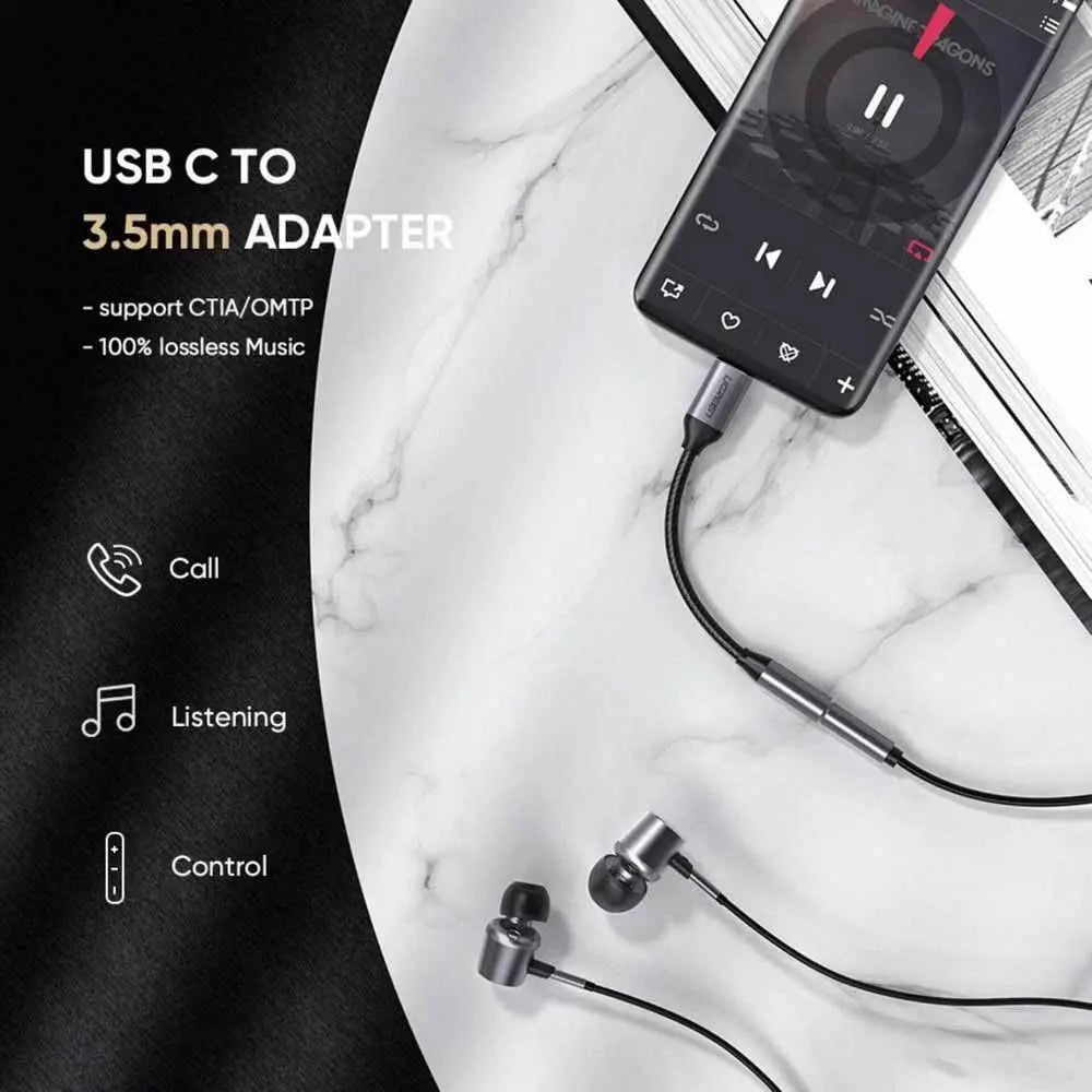 UGREEN AV142 30632 USB-C to 3.5mm Headphone Adapter 3.9 in