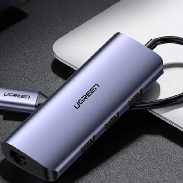 UGREEN CM252 60717 USB-C 5-in-1 Docking Station with 3 USB 3.0 Ports Gigabit Ethernet and 100W PD Gray