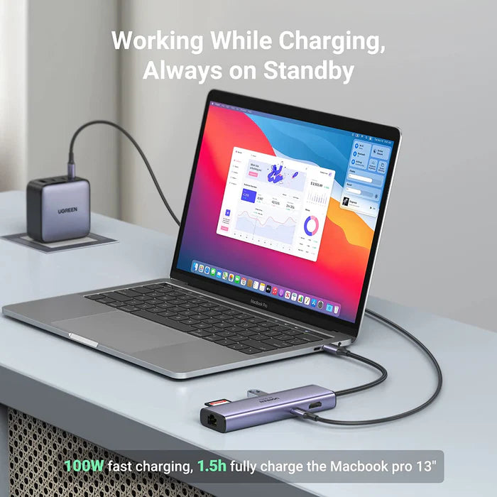 UGREEN CM512 60515 7-in-1 USB-C Hub 4K HDMI 100W PD Gray