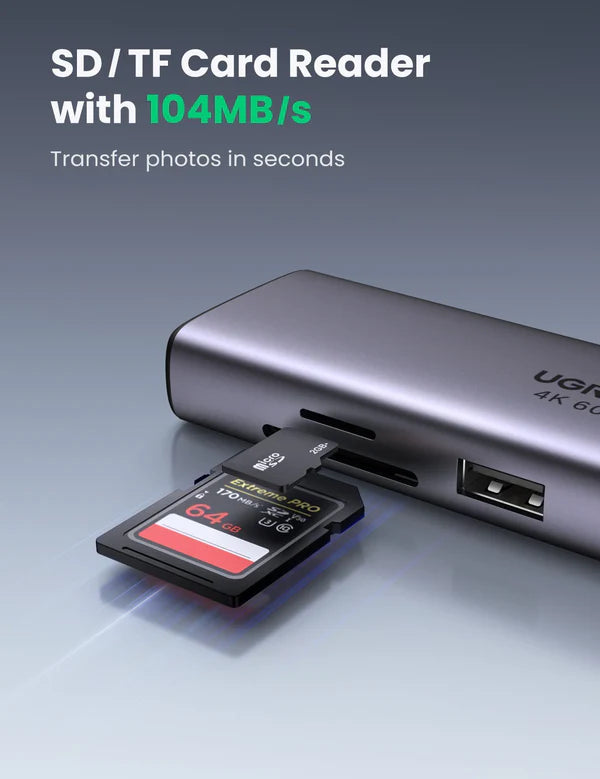 UGREEN CM512 60515 7-in-1 USB-C Hub 4K HDMI 100W PD Gray