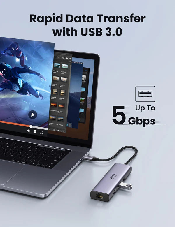 UGREEN CM512 60515 7-in-1 USB-C Hub 4K HDMI 100W PD Gray