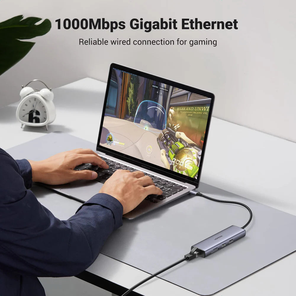 UGREEN 90568 7-in-1 USB-C Hub 4K HDMI 100W PD Gigabit Ethernet SD/TF Card Reader