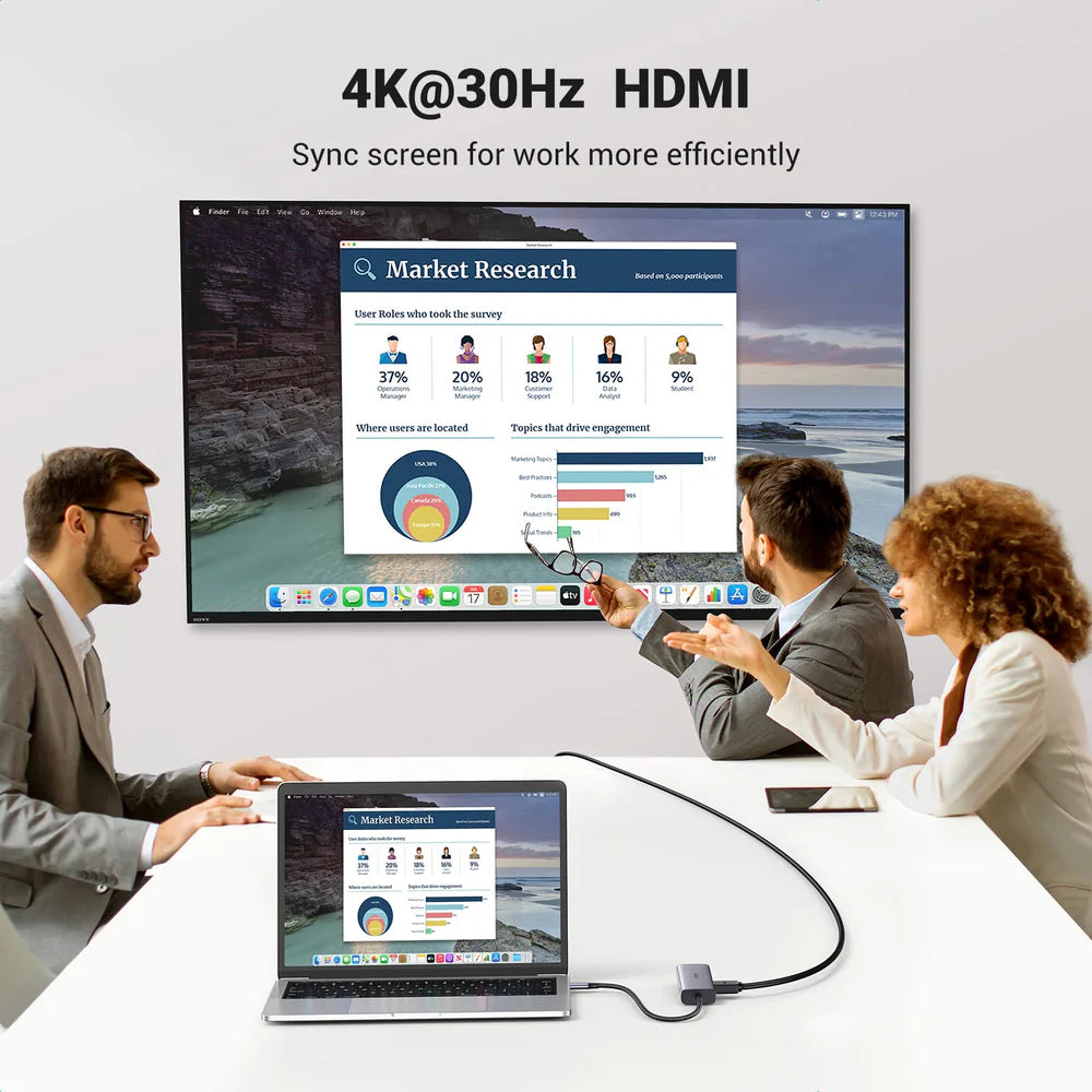 UGREEN 90568 7-in-1 USB-C Hub 4K HDMI 100W PD Gigabit Ethernet SD/TF Card Reader