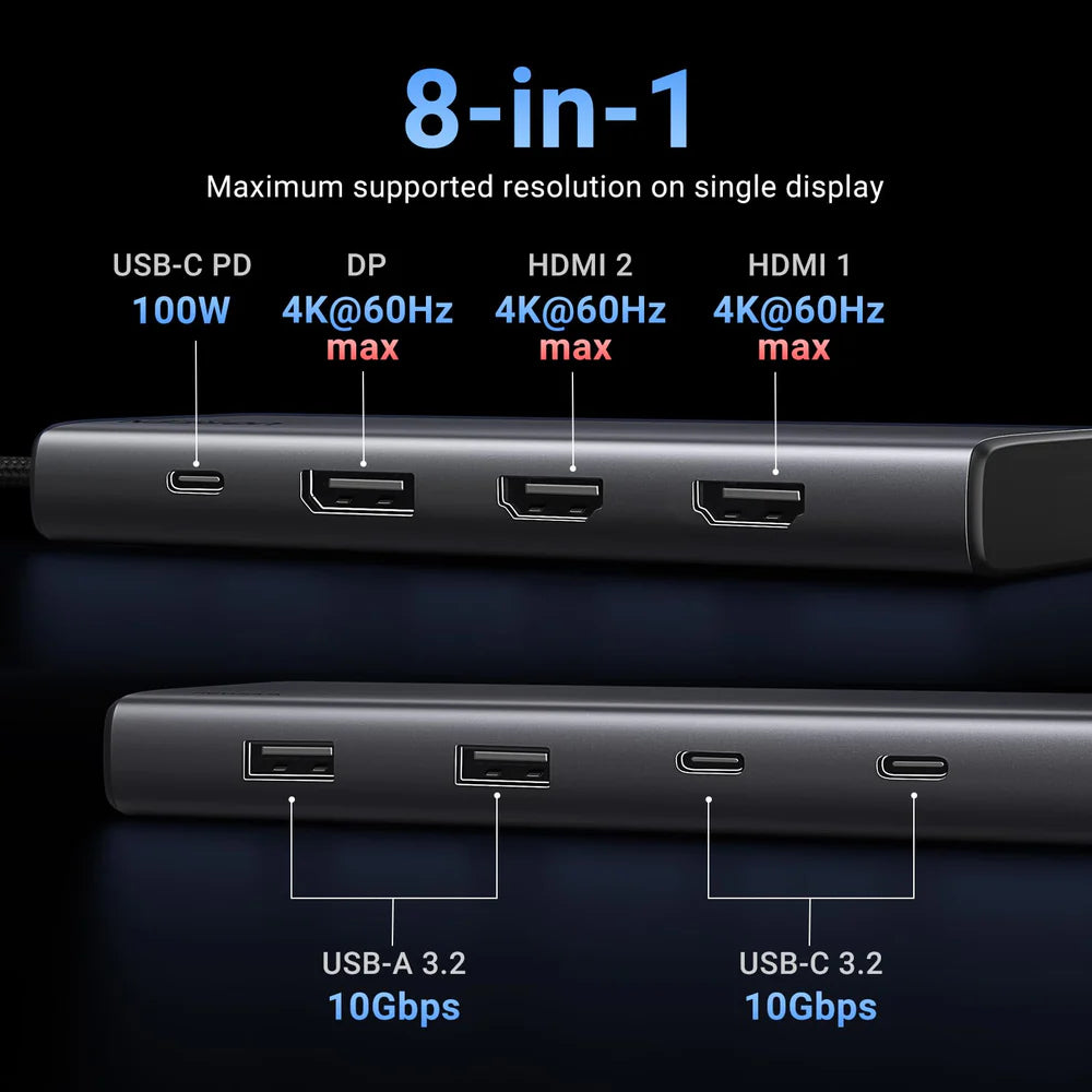 UGREEN CM639 35625 Triple Monitor USB-C Hub 8-Port Docking Station