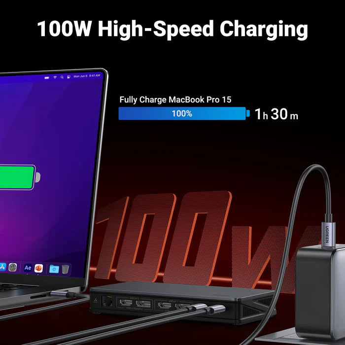 UGREEN CM615 90912 USB-C 9-in-1 Docking Station Dual HDMI DP 85W PD