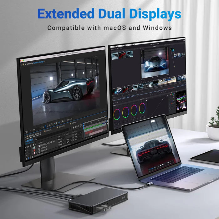 UGREEN CM615 90912 USB-C 9-in-1 Docking Station Dual HDMI DP 85W PD