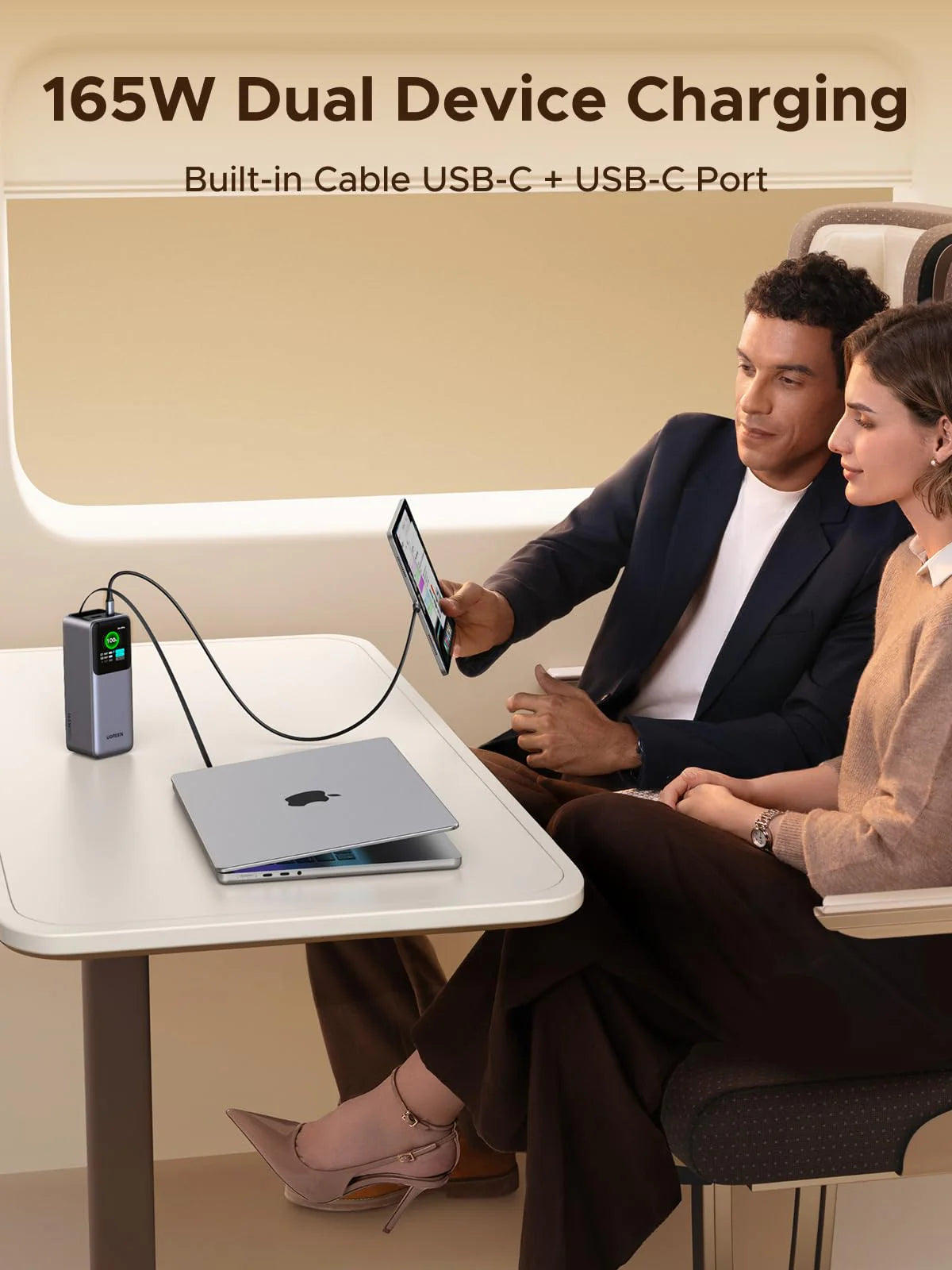 UGREEN PB726 55987B 20000mAh 165W Laptop Power Bank with Retractable Cable