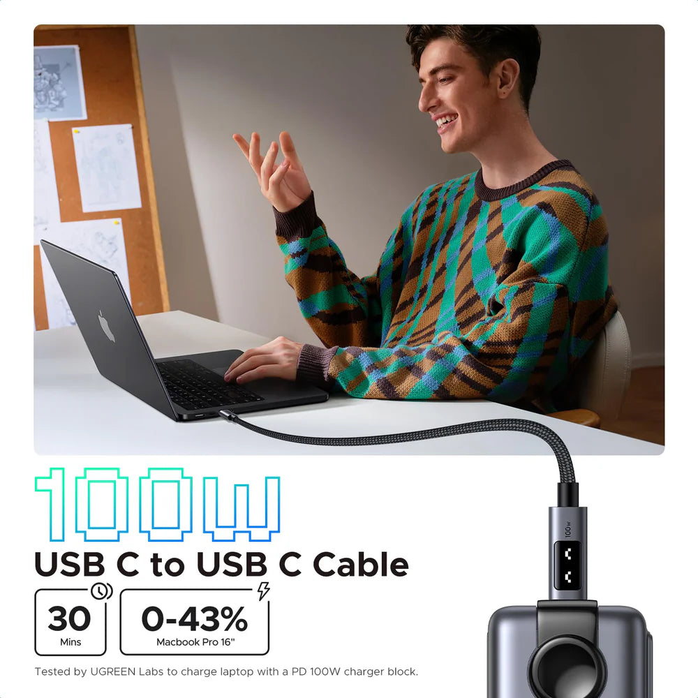 UGREEN Uno 100W USB-C to USB-C Fast Charging Cable 3.3 ft L509 35501