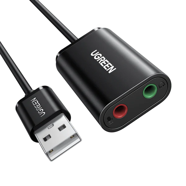 UGREEN US205 30724 USB 2.0 External Stereo Sound Card Adapter 3.5mm Headphone Microphone Jack