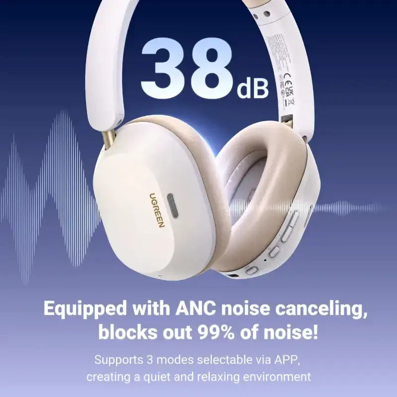 UGREEN HiTune Max 5C ANC Bluetooth 5.4 Hybrid Wireless Active Noise Canceling Headphone Blue HP203 65384