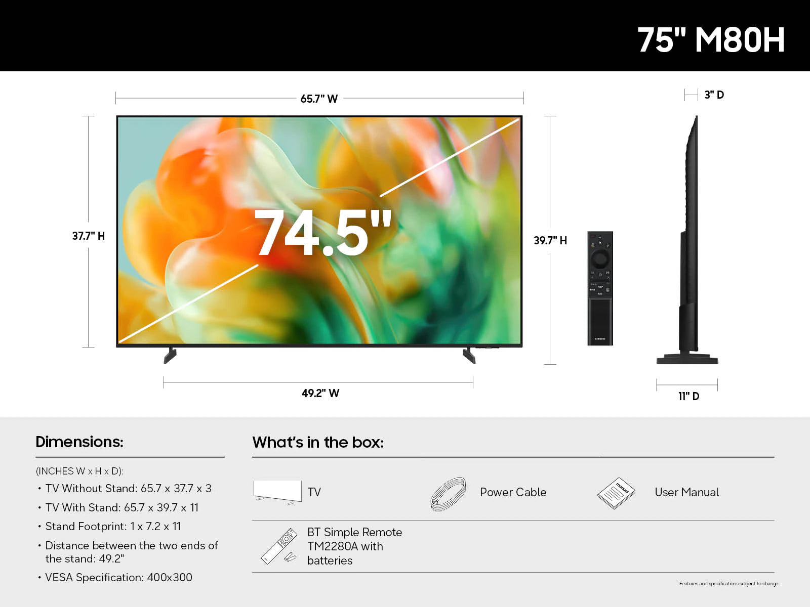 Samsung 75M80H 75" Mini LED AI Vision 4K Smart TV