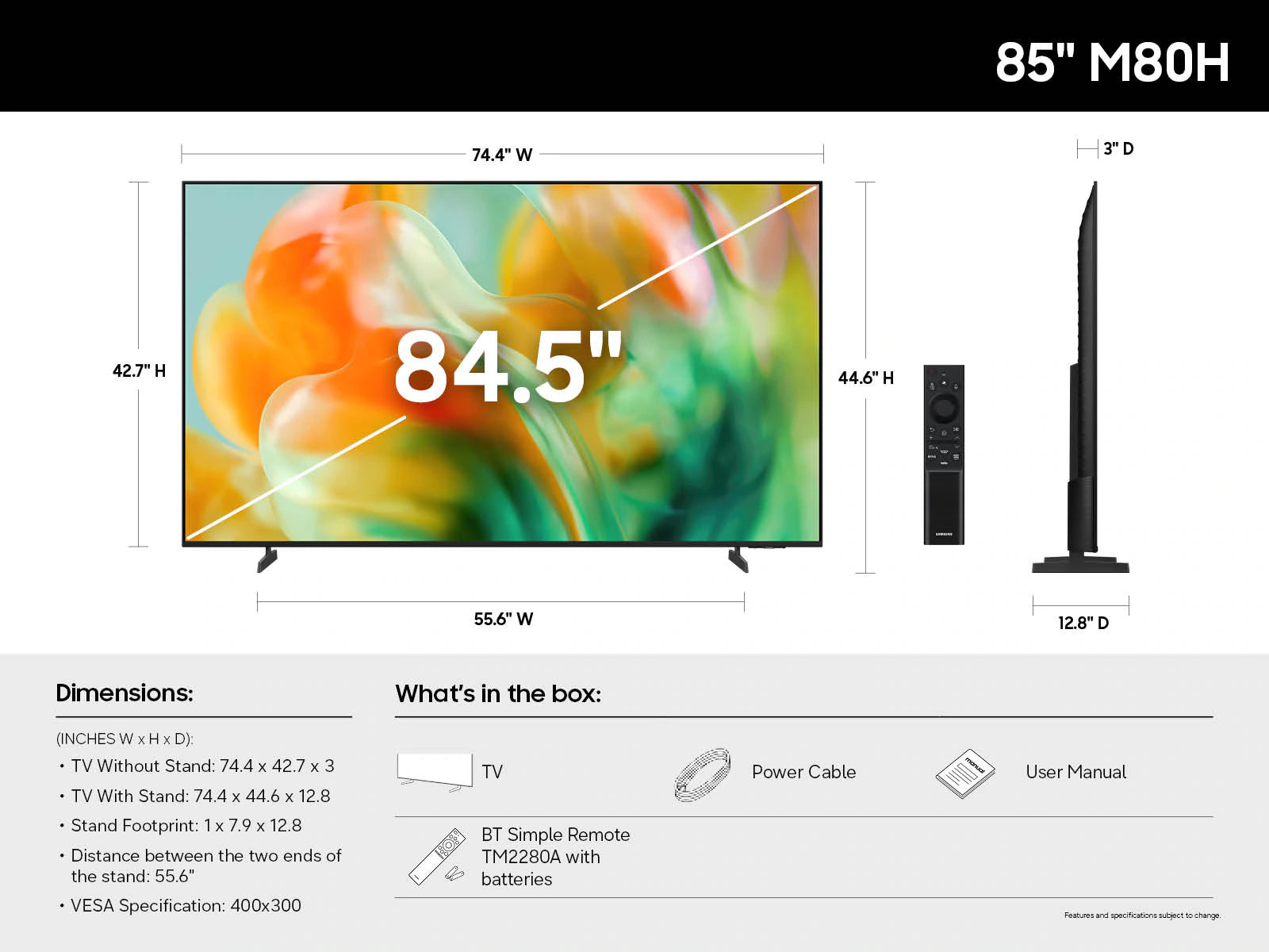 Samsung 85M80H 85" Mini LED AI Vision 4K Smart TV